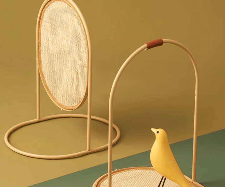 Durable modern cat scratching post with sisal rope for optimal claw sharpening and an integrated cat toy