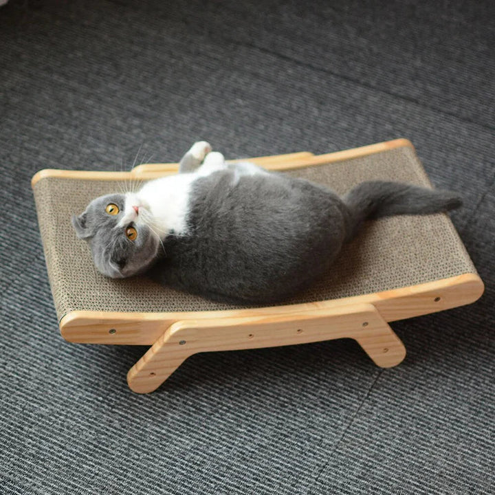 Versatile modern cat bed that doubles as a durable scratcher, essential pet furniture for active cats