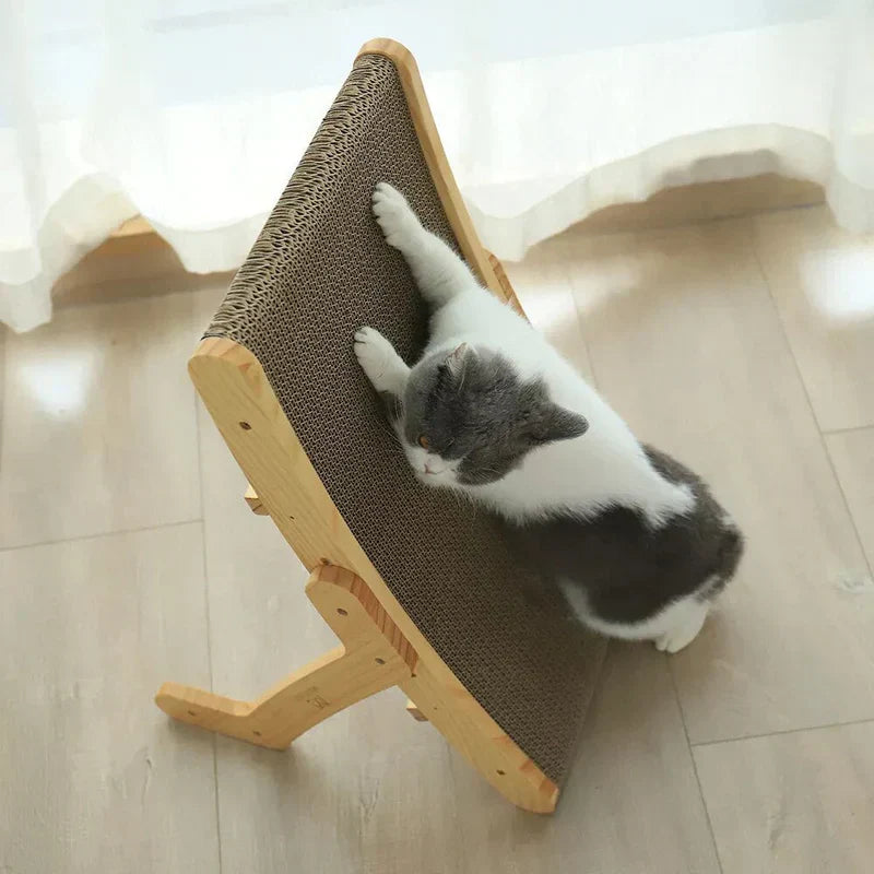 Contemporary feline care solution: multi-functional cat scratcher lounger for play and relaxation