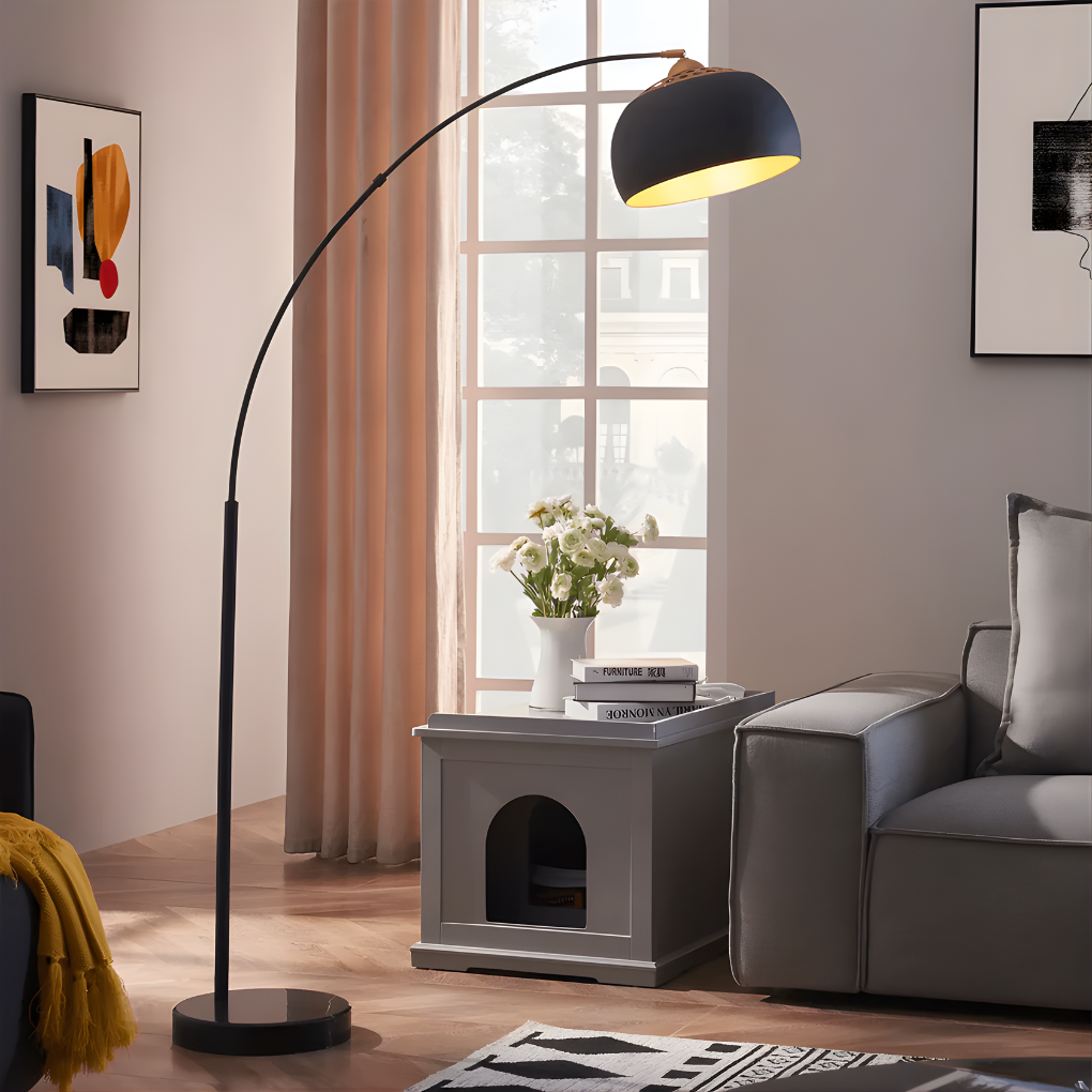 Stylish cat litter box enclosure disguised as a side table, offering pet storage and accessory space