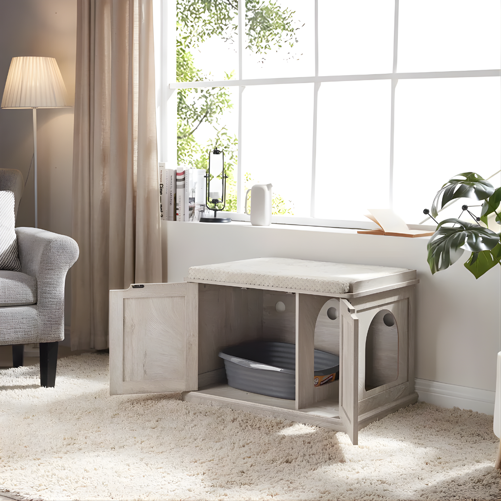 New4 cat litter box enclosure, furniture design blends seamlessly into home decor, modern pet accessory