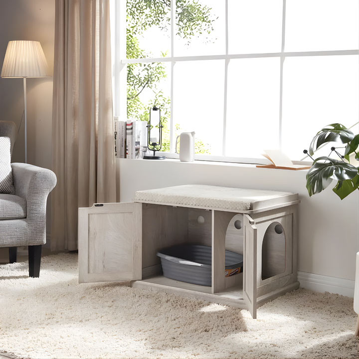 New4 cat litter box enclosure, furniture design blends seamlessly into home decor, modern pet accessory