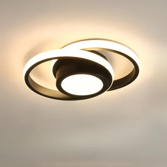 Hallway or office LED ceiling light. Contemporary double ring design, modern and energy-efficient illumination.