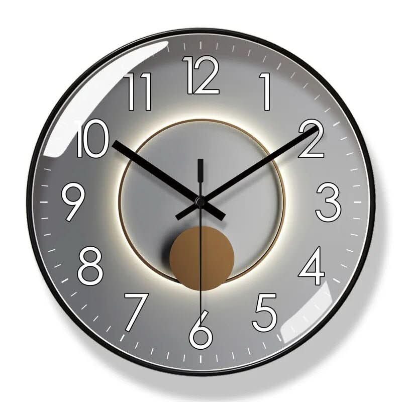 Close-up of a silent quartz Nordic wall clock, showcasing its minimalist design and modern aesthetic.