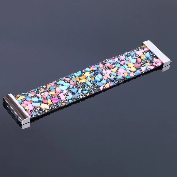 Adjustable unisex leather bracelet featuring natural stone crystals & gemstones.