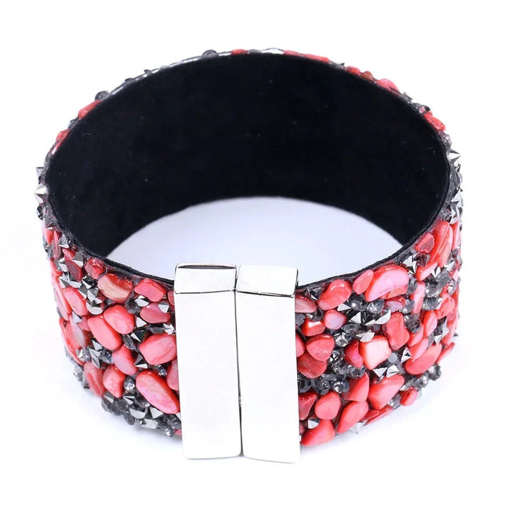 Unisex adjustable spiritual natural stone crystal bracelet on a leather band.
