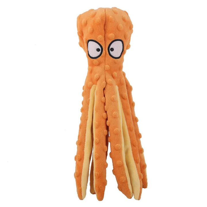 Blue no stuffing octopus crinkle dog toy, a plush pet toy for engaging play.