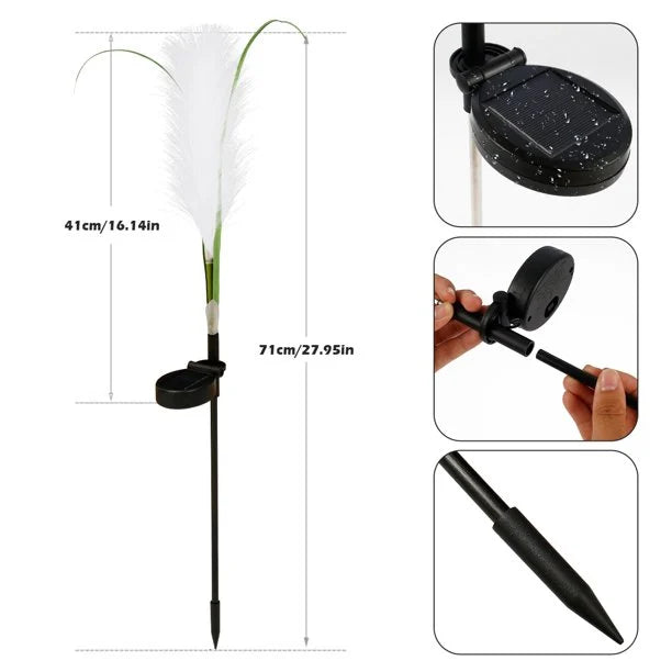 Outdoor solar reed garden light, designed for easy installation and sustainable yard lighting.