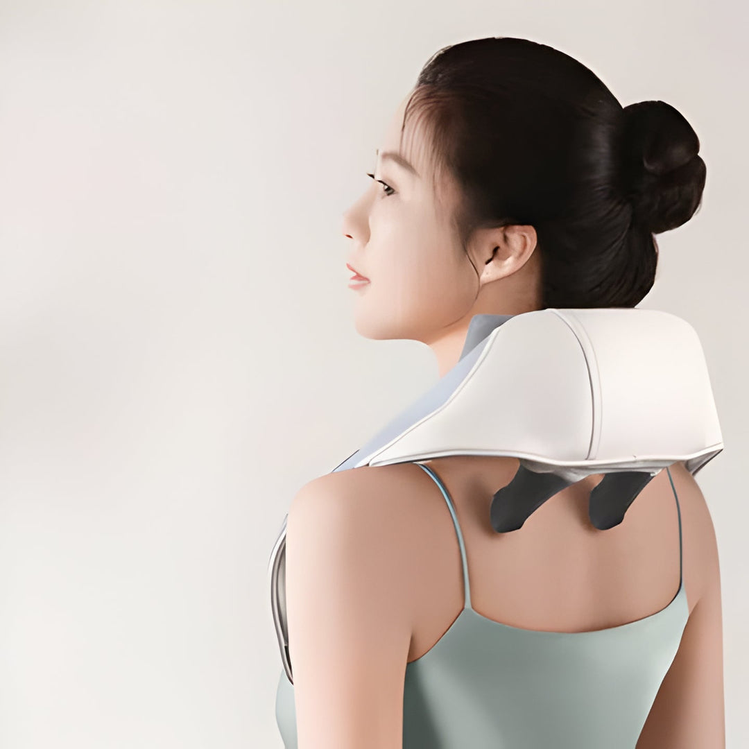 Unisex neck & shoulder massager with heat therapy for deep tissue pain relief & muscle relaxation.