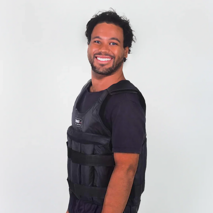 110 lb adjustable weighted vest for runners, core work, & endurance training. Premium fitness gear for all.