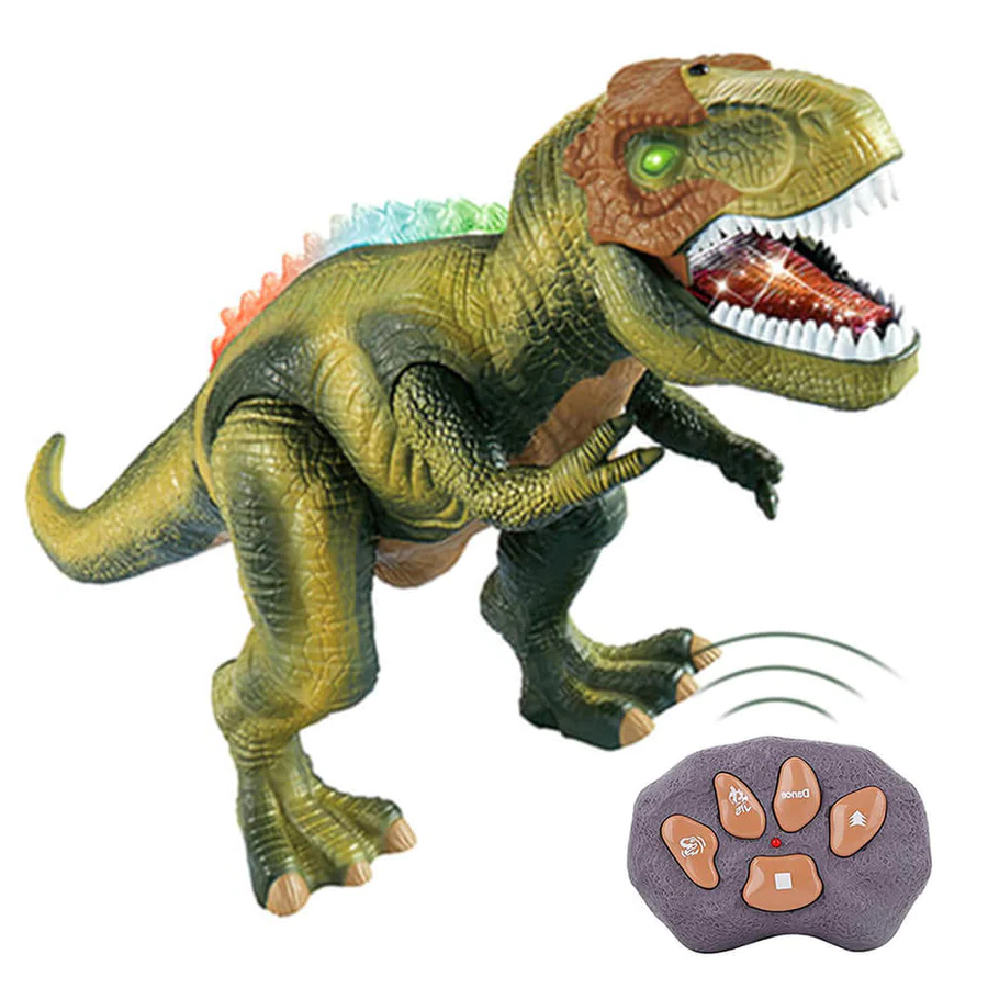 Prehistoric T-Rex dinosaur toy, remote-controlled, designed for engaging interactive fun for boys and girls.
