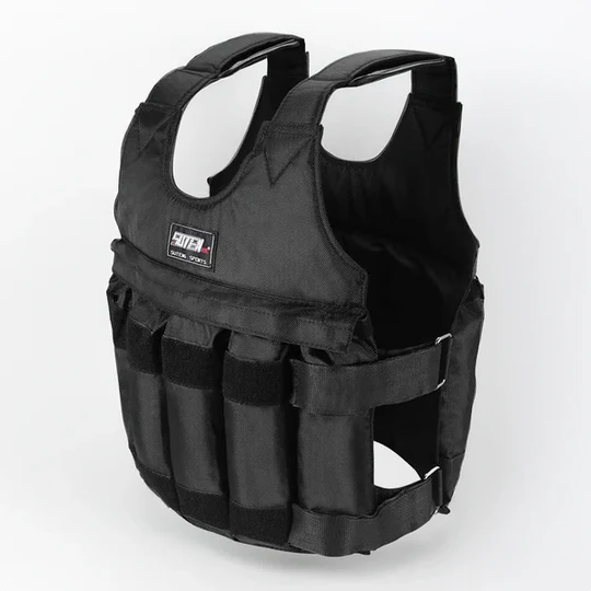 Unisex 110 lb adjustable weighted vest for strength & endurance training. Ideal fitness gear for home gym workouts.