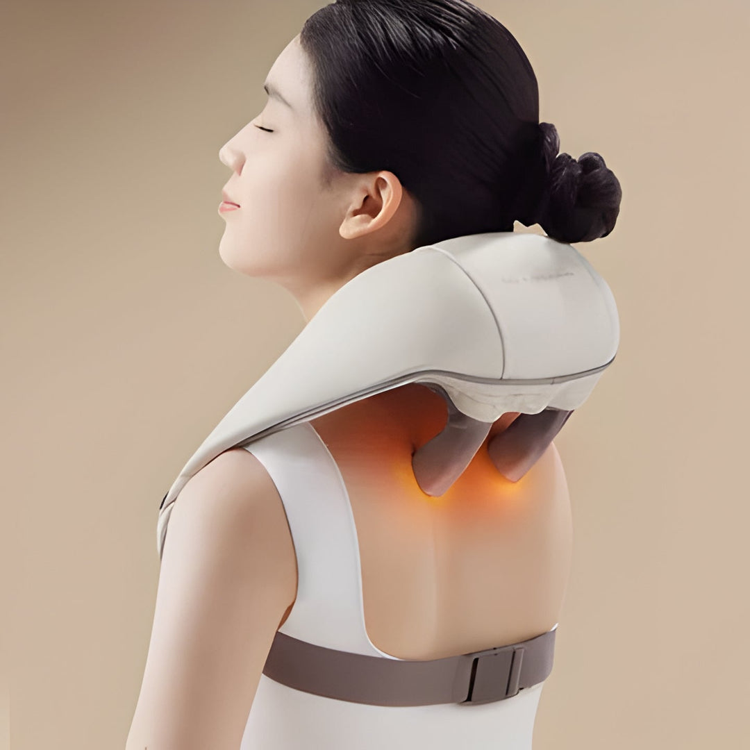 Deep relaxation with a therapeutic neck & shoulder heat massager. Relieves pain, targets deep tissue.
