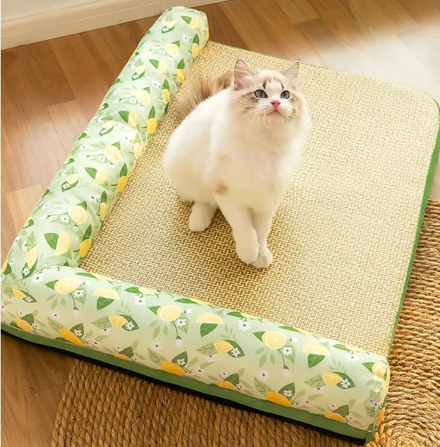 Pet cooling mat for cats & small dogs, light blue, with raised edge for comfort, ideal for summer pet relief