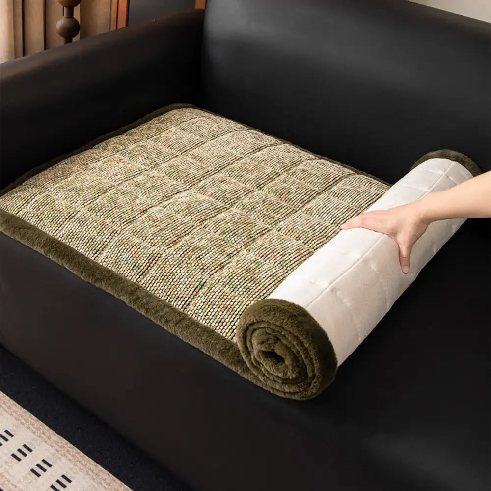 Washable pet-friendly chenille sofa cover with non-slip backing, preventing pet damage