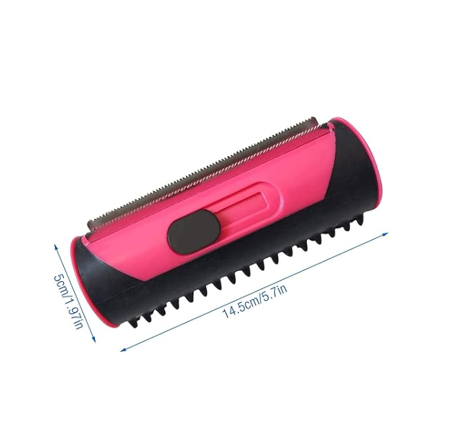 Self-cleaning pet fur remover tool for effective dog and cat hair removal.