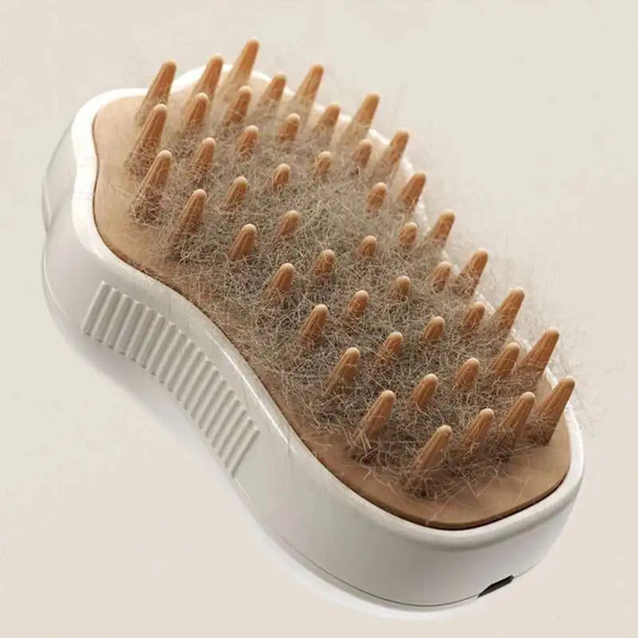 Close-up of a pet massage brush, showcasing soft bristles for gentle hair removal & relaxing pet care.
