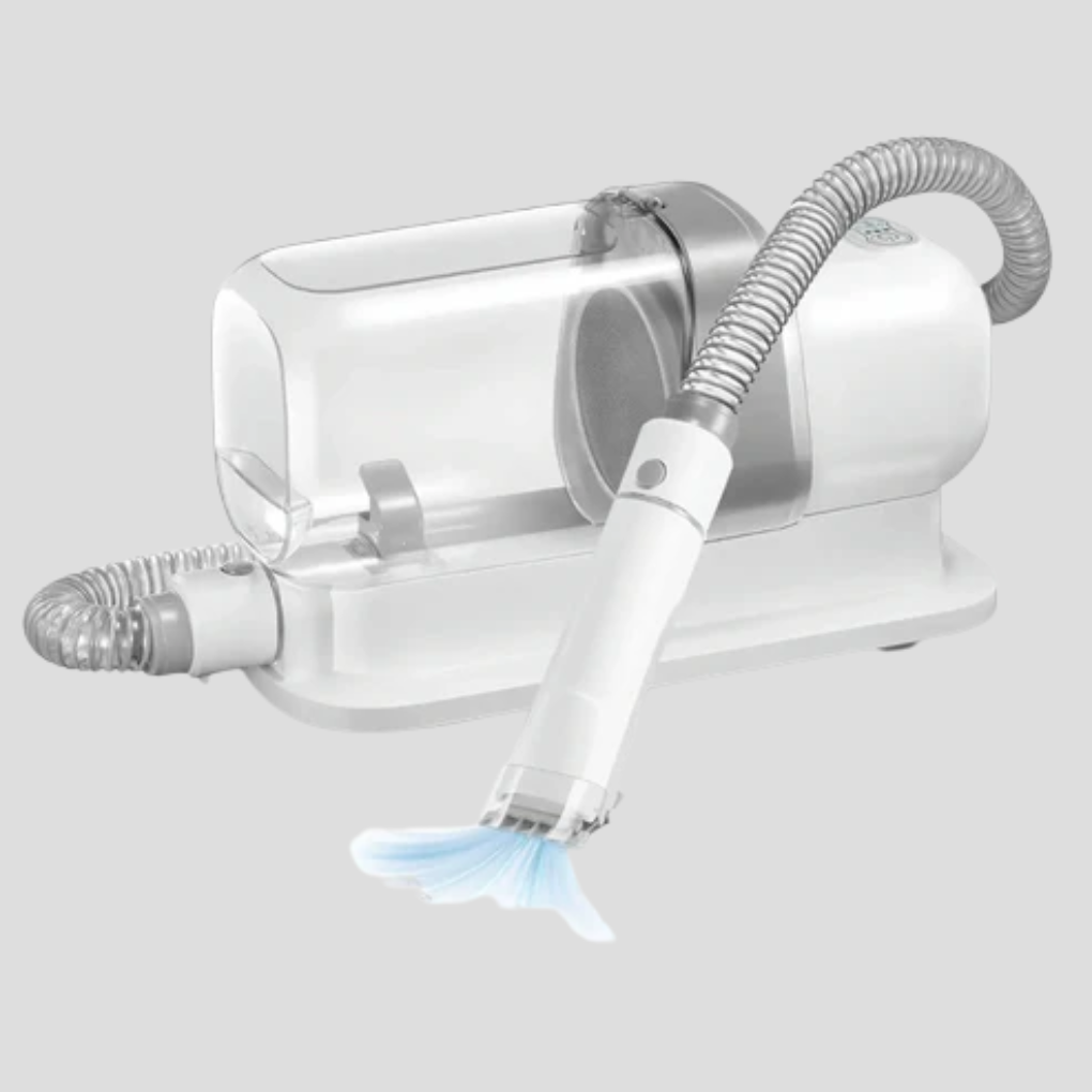 Comprehensive pet grooming vacuum system with low-noise clippers, multiple attachments for home dog care