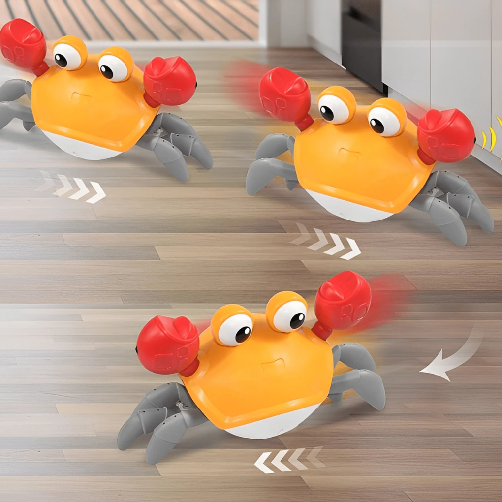 New4 plush dog crab toy, bright red with dangling legs and squeaker for active pet entertainment
