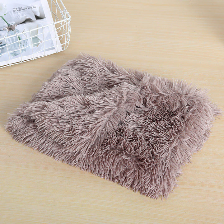Plush dog blanket, gray, soft washable pet comfort mat for warmth