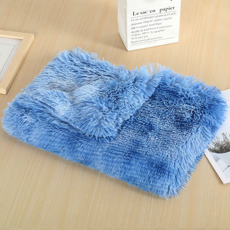 Stack of plush pet blankets in various sizes, cozy washable dog and cat bed mats