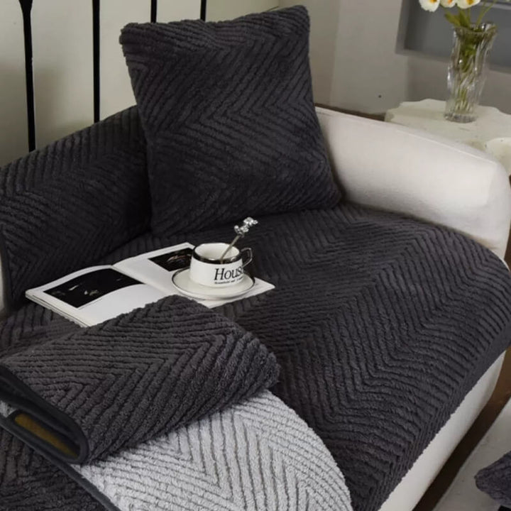 Soft washable plush herringbone cushion cover, adding texture to any couch or sofa