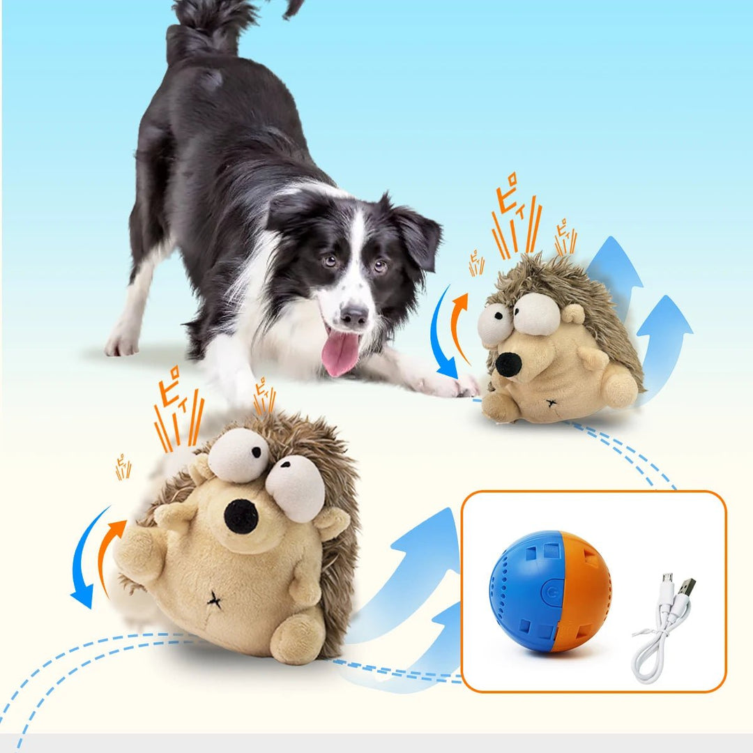 Plush pet dancing ball toy for cats and dogs, encouraging active play and entertainment.