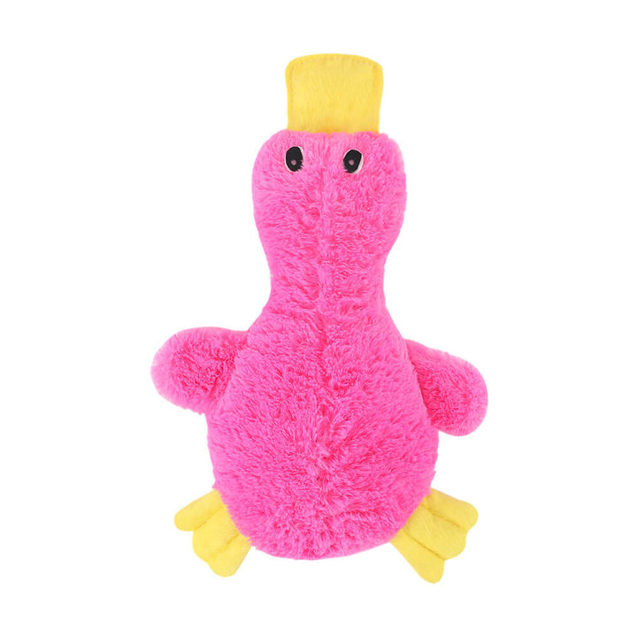 Soft plush duck toy for dogs, featuring a fun squeaker for active play and chewing.