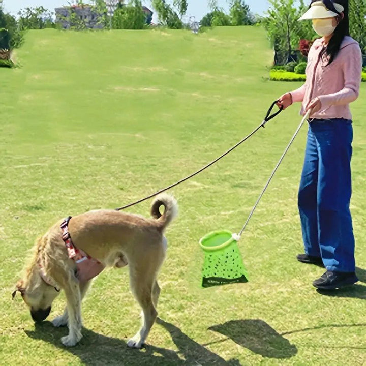 Eco-friendly pet waste management: foldable dog poop scooper with adjustable telescopic handle