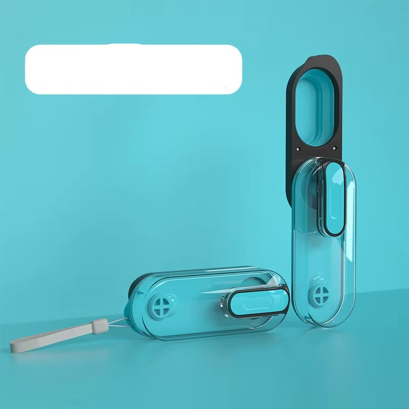 Portable dog water bottle with integrated foldable bowl, perfect for pet travel and outdoor hydration.