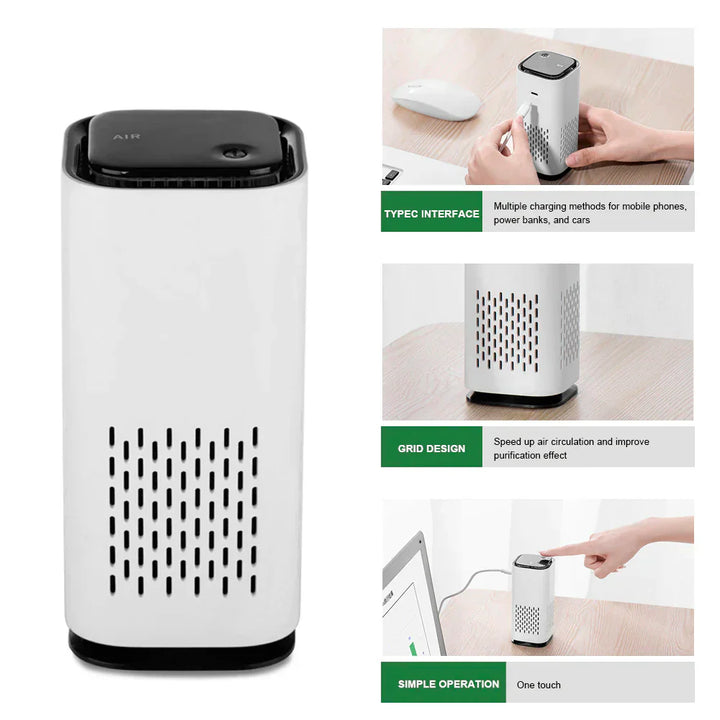 Hand placing a new HEPA filter into the pet air purifier for optimal performance.