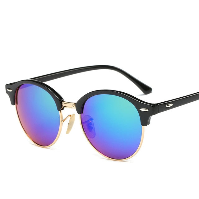 Modern unisex fashion sunglasses with strong alloy frame. UV400 protection & anti-reflective mirror eyewear.