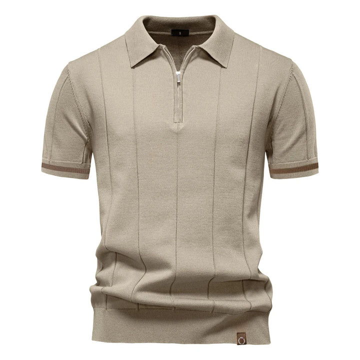 Comfortable men's knit polo shirt with quarter-zip, a stylish and practical addition to men's fashion.