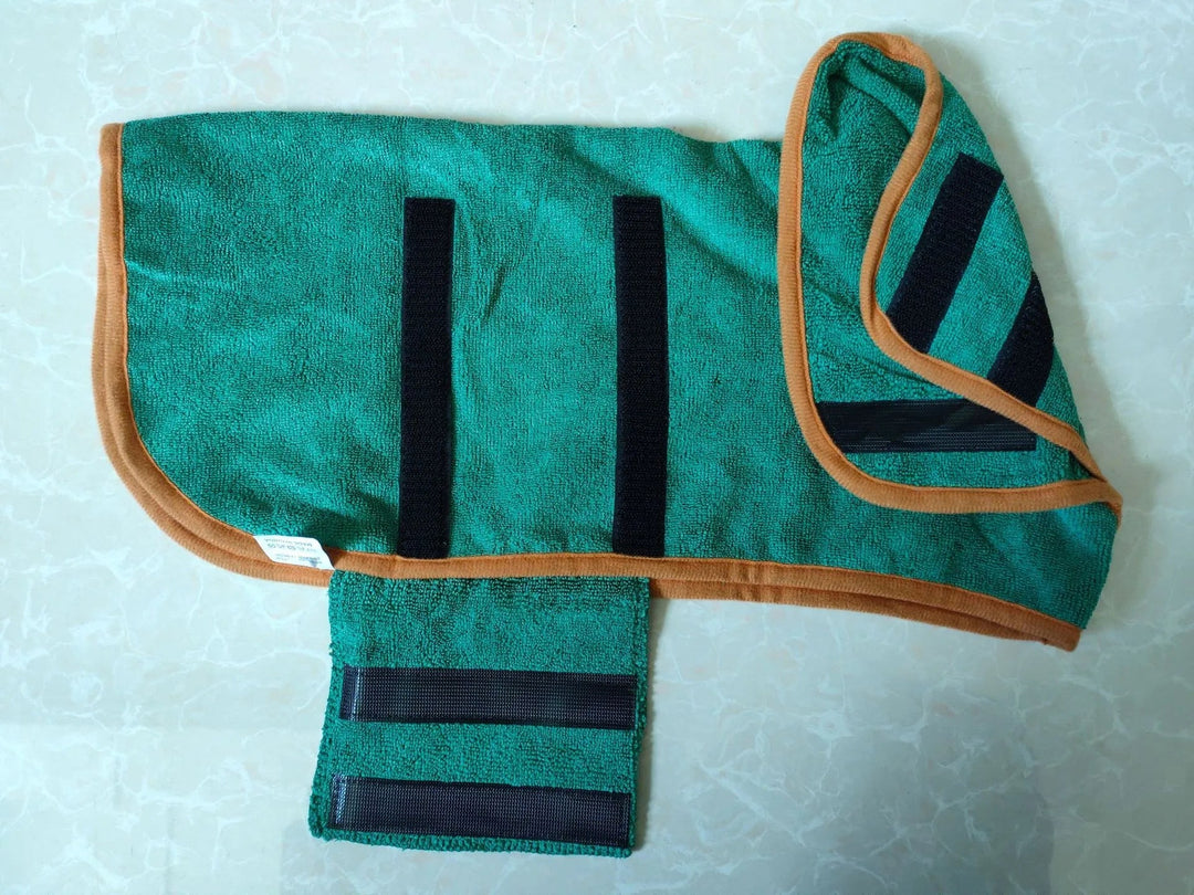 Yellow quick-dry dog bathrobe, cozy and absorbent, perfect for post-walk cleanup