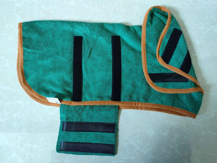 Yellow quick-dry dog bathrobe, cozy and absorbent, perfect for post-walk cleanup