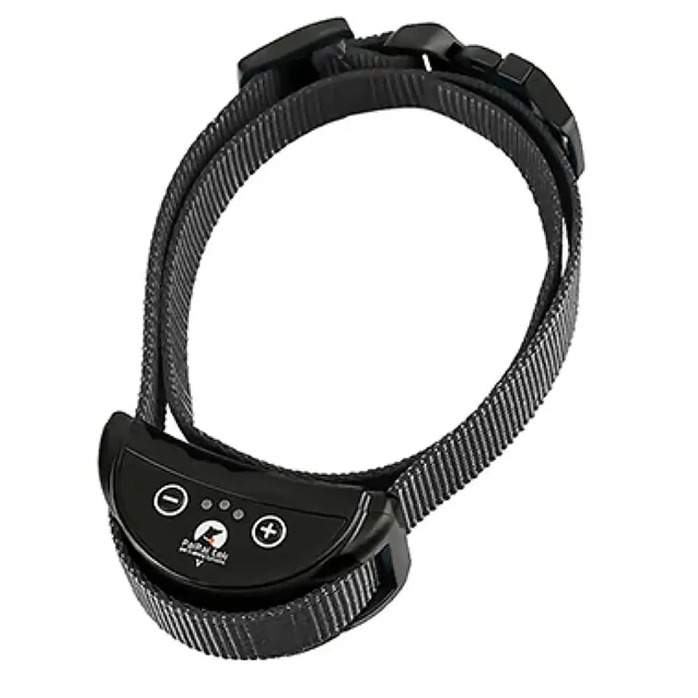 Waterproof dog bark control collar for pet training, featuring adjustable strap and reflective material