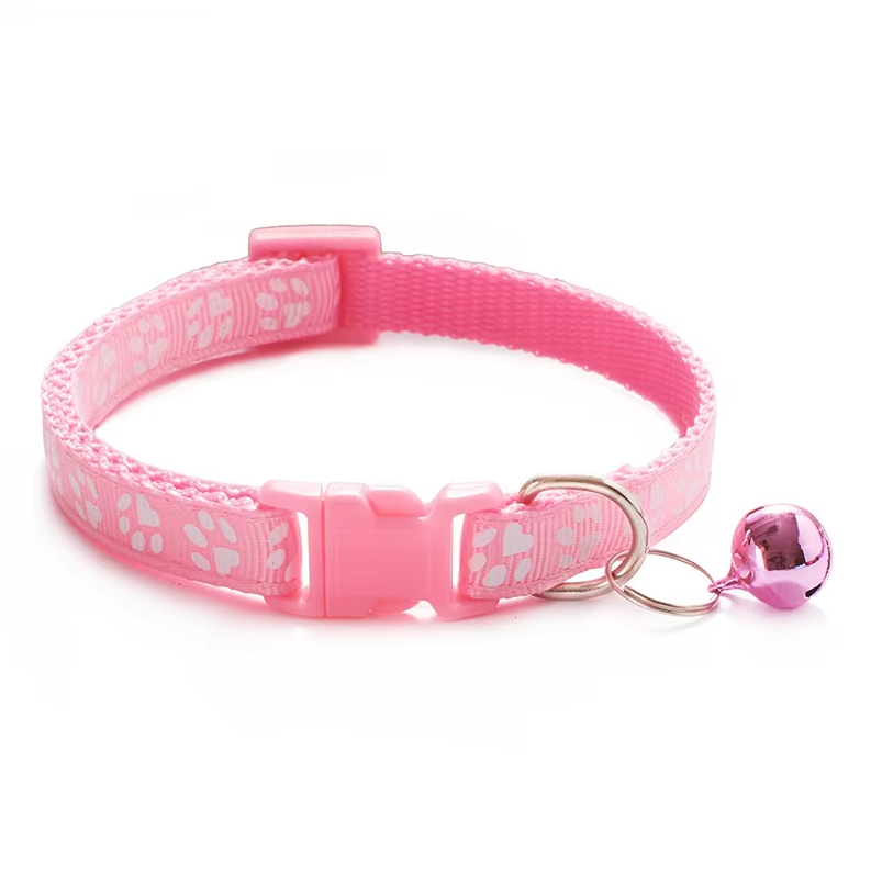 A set of colorful cat collars with bells, quick release and adjustable designs