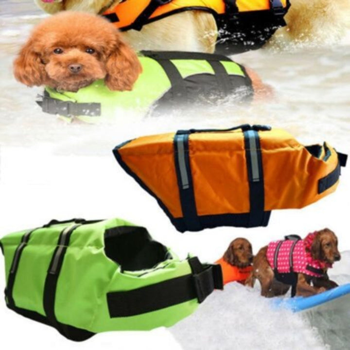Red dog life vest with adjustable straps, ensuring water safety and swim support for pets.