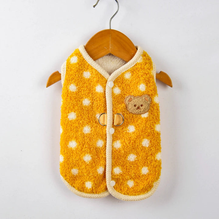 Orange fleece dog jacket, warm pet apparel for small dogs, winter dog vest