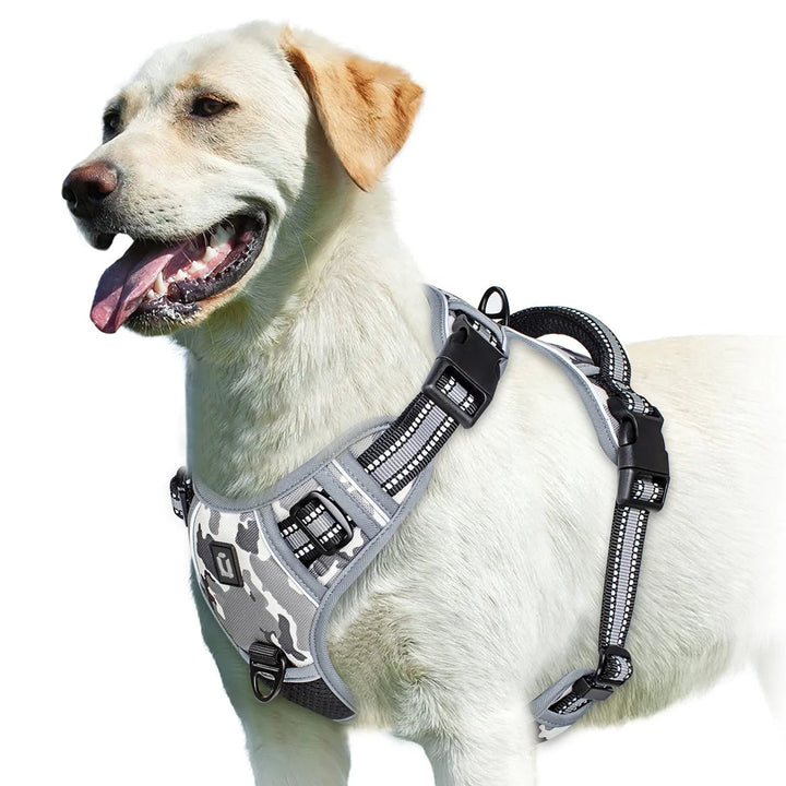Red no-pull dog harness, padded & breathable for comfortable pet walking