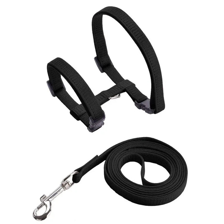 Red unisex H-shape anti-escape pet harness with leash, adjustable nylon for small dogs.