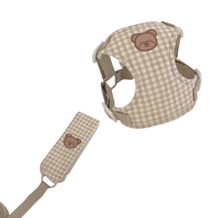 Striped and plaid options: adjustable pet harness & leash for safe, enjoyable dog walking