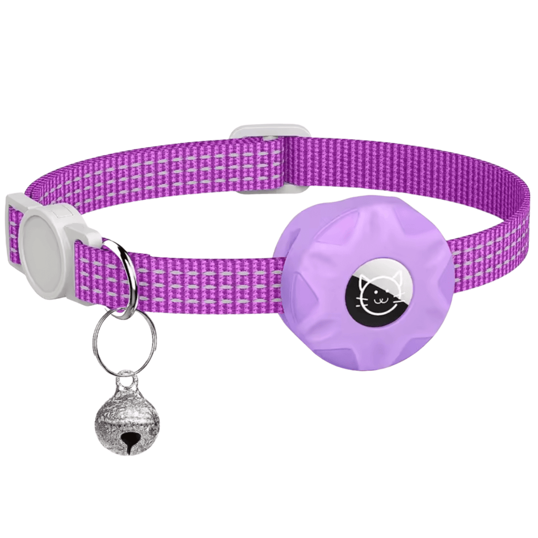 Flexible pet safety collar for cats, adjustable and reflective with a dedicated AirTag slot