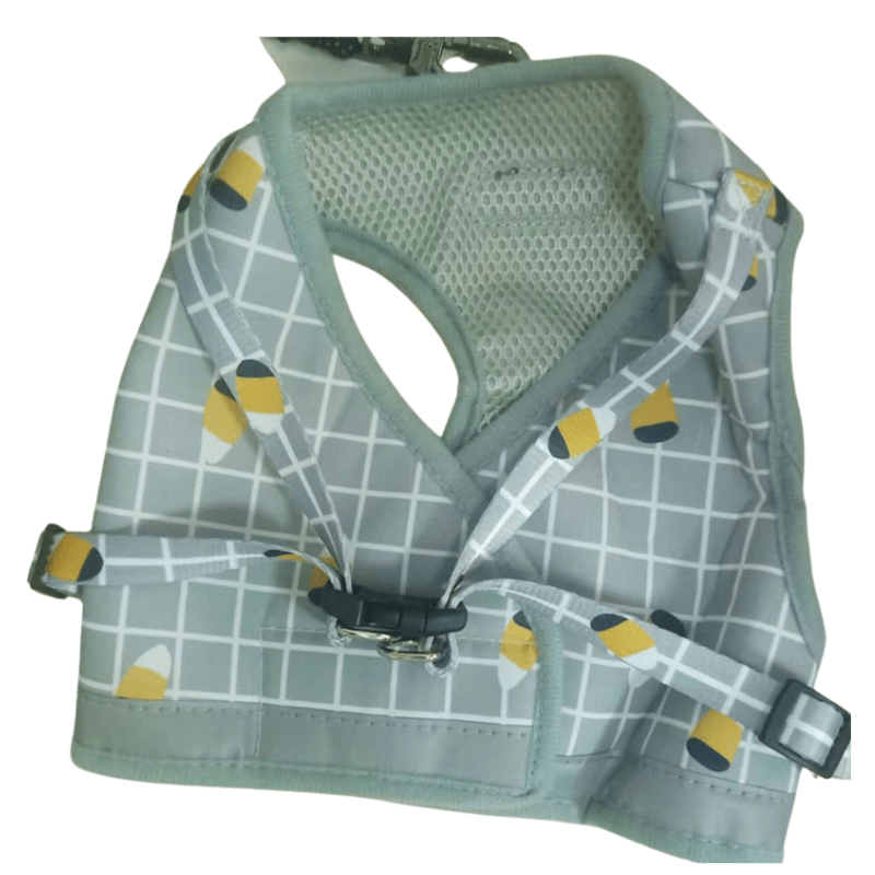 Reflective pet harness & leash set for dogs & cats, adjustable and breathable for safe night walks.