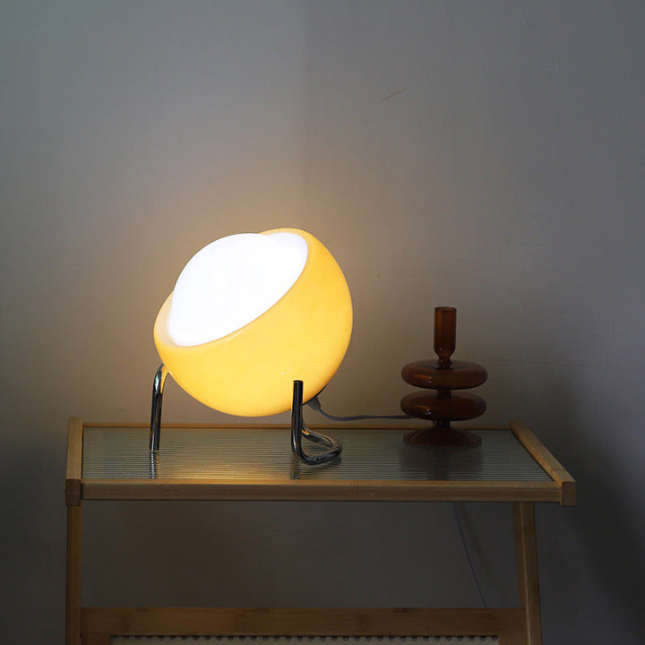 Nordic retro glass LED table lamp, a stylish bedroom night light for a cozy atmosphere.