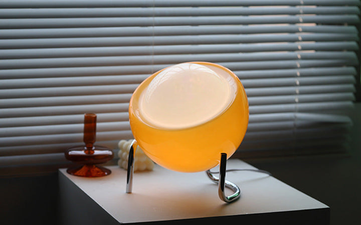 Energy-efficient LED retro glass table lamp, a functional Nordic night light.