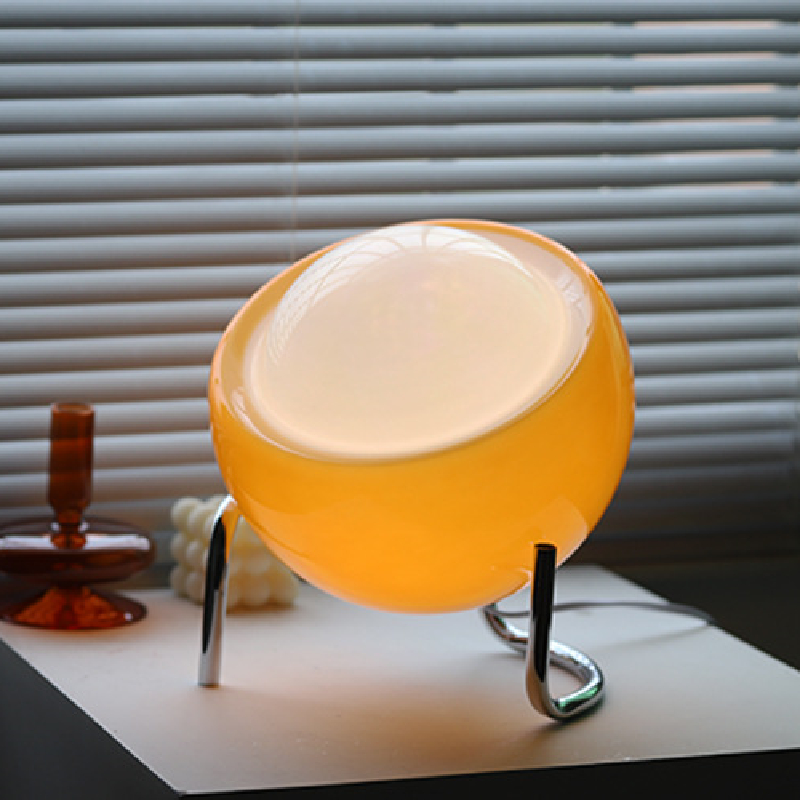 Retro Nordic glass table lamp with LED, perfect for night lighting & home decor.