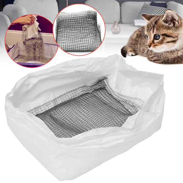Various sizes of reusable litter box inserts stacked, emphasizing versatility and odor control