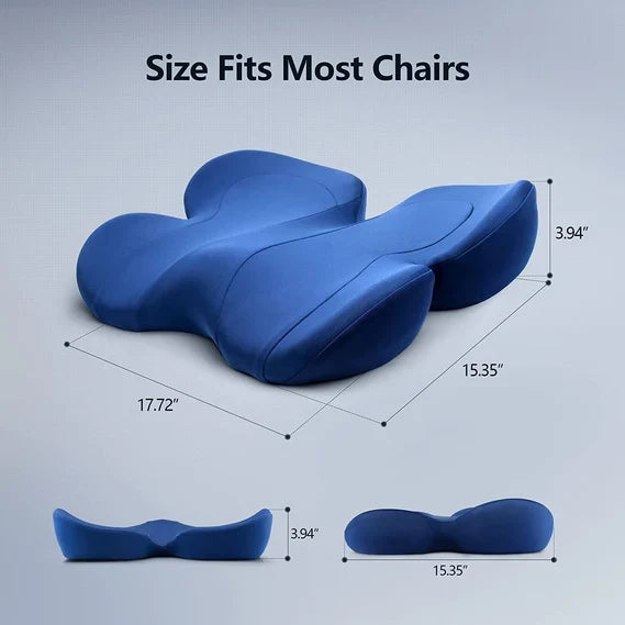 Ergonomic coccyx seat cushion. Memory foam for tailbone & back pain relief. Pressure relief for office chairs.