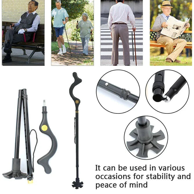 Lightweight, ergonomic adjustable walking stick for seniors, improving balance & posture.